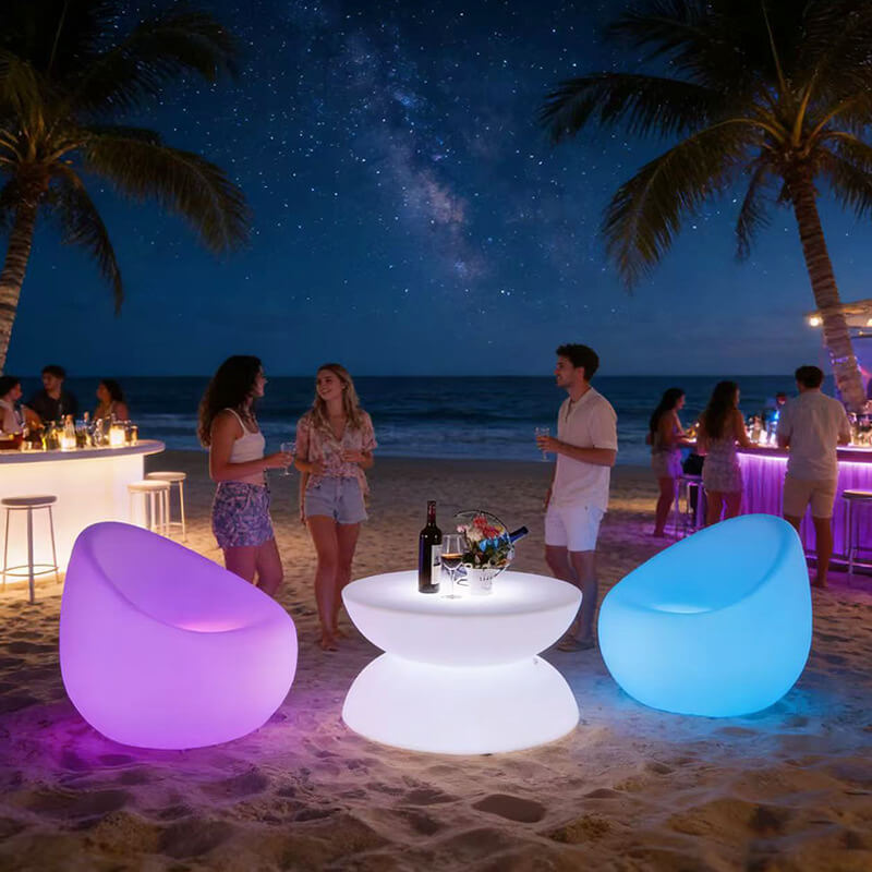 Modern Cordless Outdoor Plastic Glowing Chairs